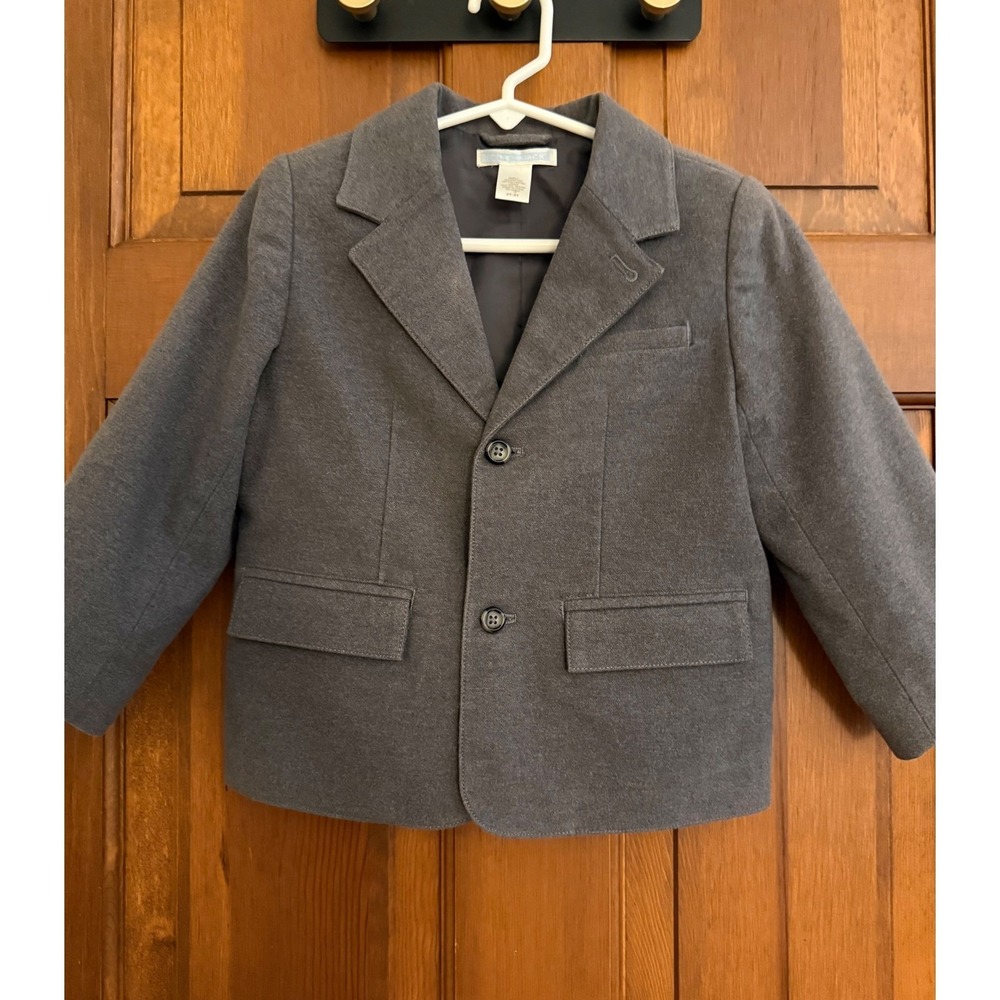 Janie & Jack Toddler Boys Blazer Size 2T-3T‎ Gray Two-Button Elbow Patches